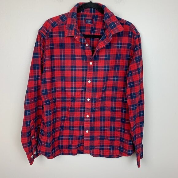 Untuckit Daumus Red & Blue Flannel Long Sleeve Button Down Shirt XL - Picture 1 of 8
